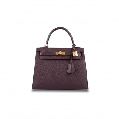 HERMÈS KELLY 25 SELLIER ROUGE EPSOM WITH GOLD HARDWARE (25*17*7cm) 